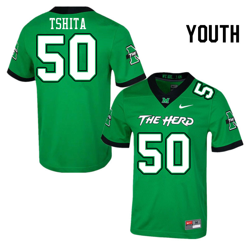 Youth #50 Beni Tshita Marshall Thundering Herd College Football Jerseys Stitched Sale-Green